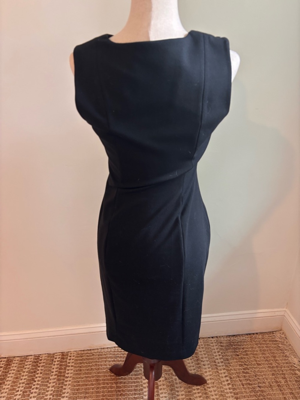Calvin Klein Black Sheath Dress Size 4 Sleeveless Side Button Detail Minimalist - Picture 2 of 9